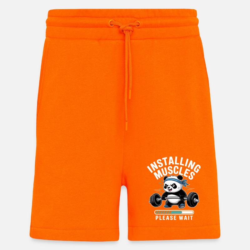 Panda Kraftaufbau – Bitte warten - Shorts - made by SPREAD - SUNSET ORANGE