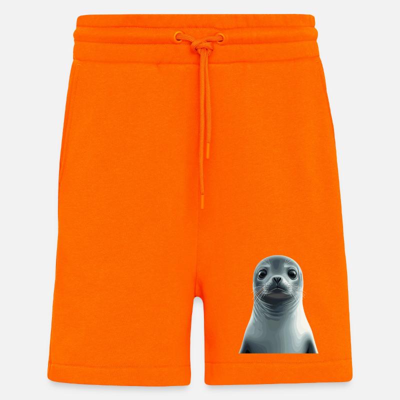 Graustufen Robbenillustration - Shorts - made by SPREAD - SUNSET ORANGE