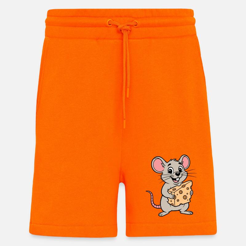 Cheeky Mouse Cartoon mit Käse - Shorts - made by SPREAD - SUNSET ORANGE