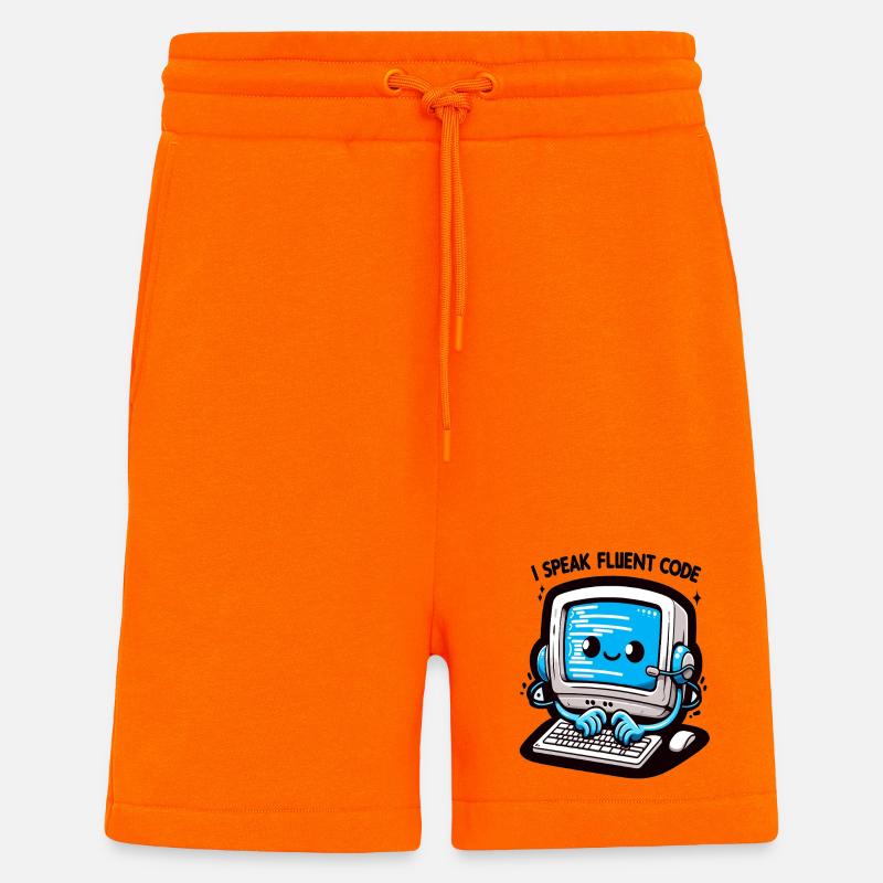 I Speak Fluent Code Retro Computer - Shorts - made by SPREAD - SUNSET ORANGE