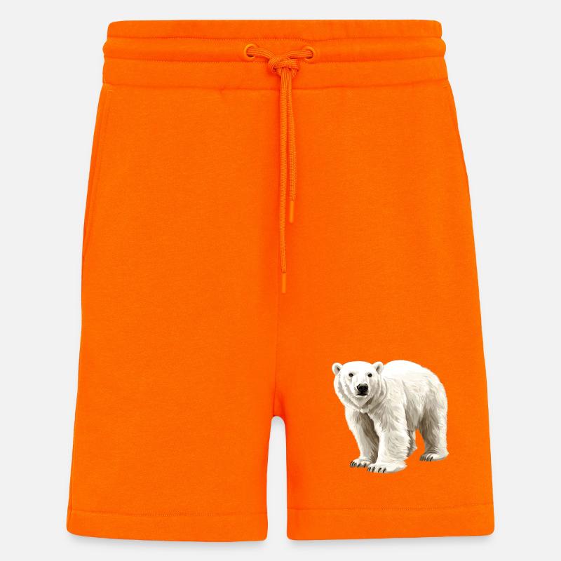 Polar Bear Illustration Pure White - Shorts - made by SPREAD - SUNSET ORANGE