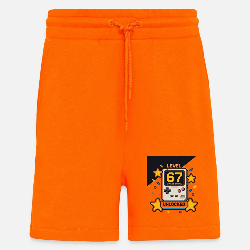 Level 67 Tage Schule Unlocked Pixel Gamer - Shorts - made by SPREAD - SUNSET ORANGE