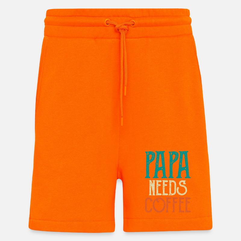 Papa a besoin de café - Short bio décontracté fabriqué en UE - SUNSET ORANGE