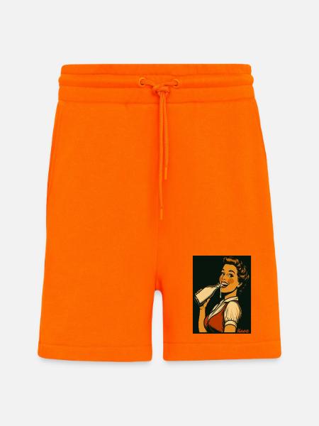 Retro Dame mit Milch Getränk - Shorts - made by SPREAD - SUNSET ORANGE