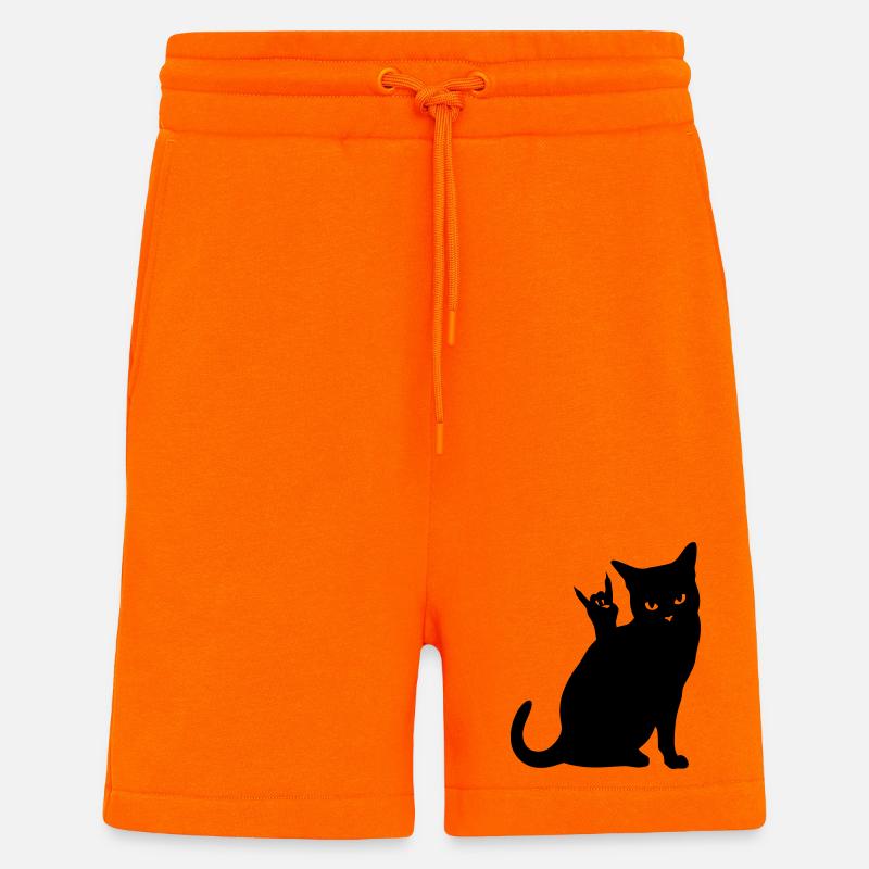 Black Cat – Devil Horns Silhouette - Shorts - made by SPREAD - SUNSET ORANGE