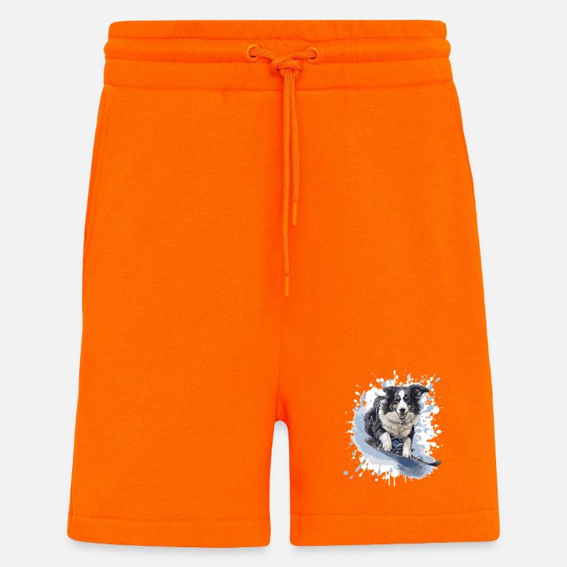Border Collie Hund Snowboard - Shorts - made by SPREAD - SUNSET ORANGE
