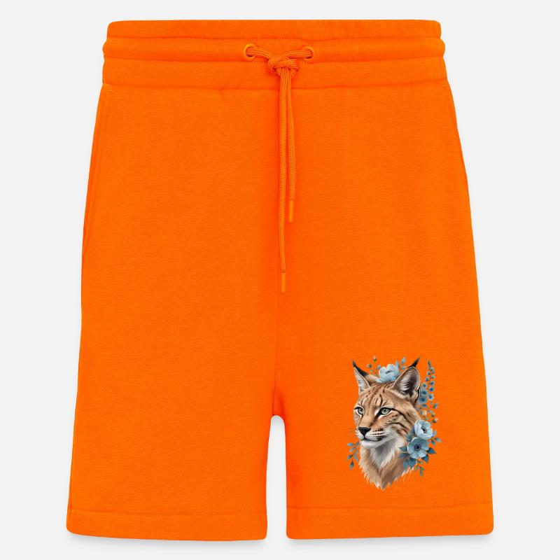 Wildkatze im Floralkranz Blau - Shorts - made by SPREAD - SUNSET ORANGE