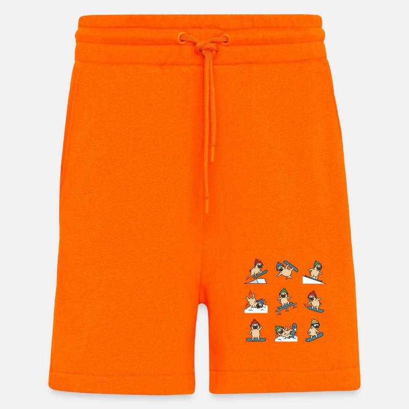 Snowboard Mops Lustiger Winterhund Spaß - Shorts - made by SPREAD - SUNSET ORANGE