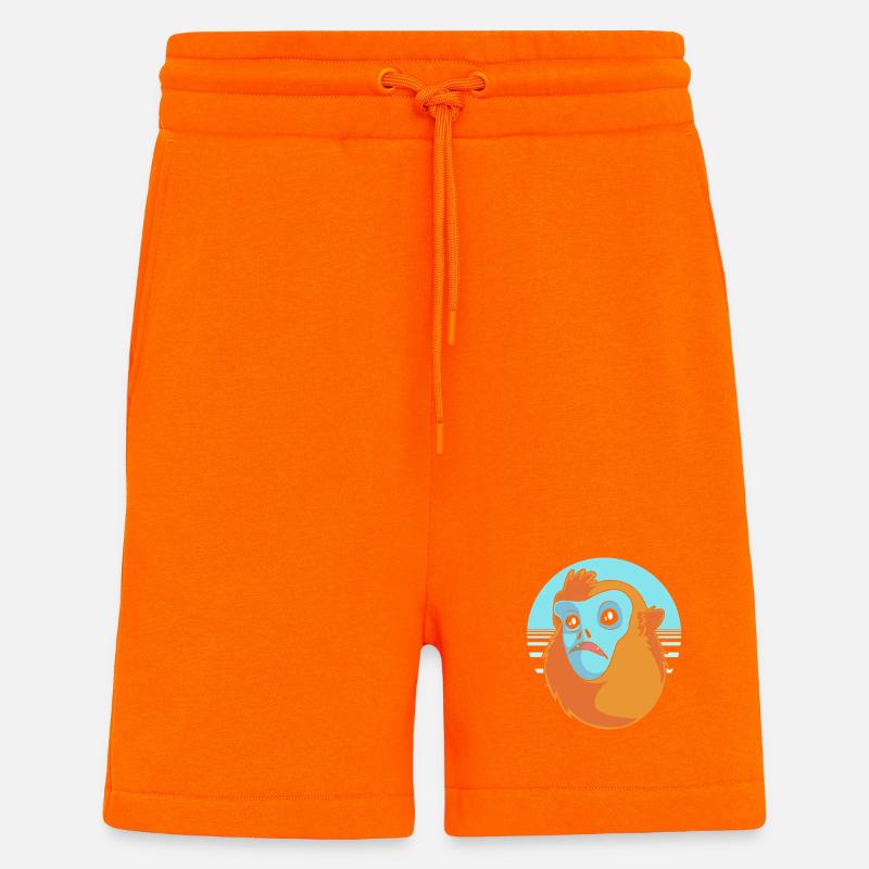 Snub-nosed monkey Monkey Chimpanzee - Shorts - made by SPREAD - SUNSET ORANGE