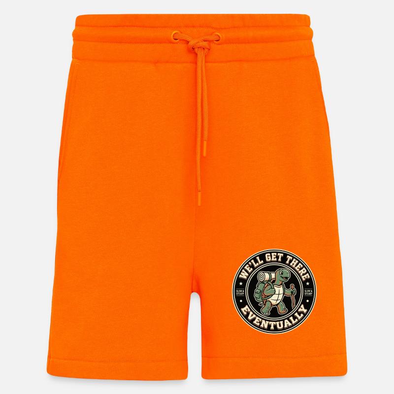 Turtle Hiking Saying Eventually - Shorts - made by SPREAD - SUNSET ORANGE
