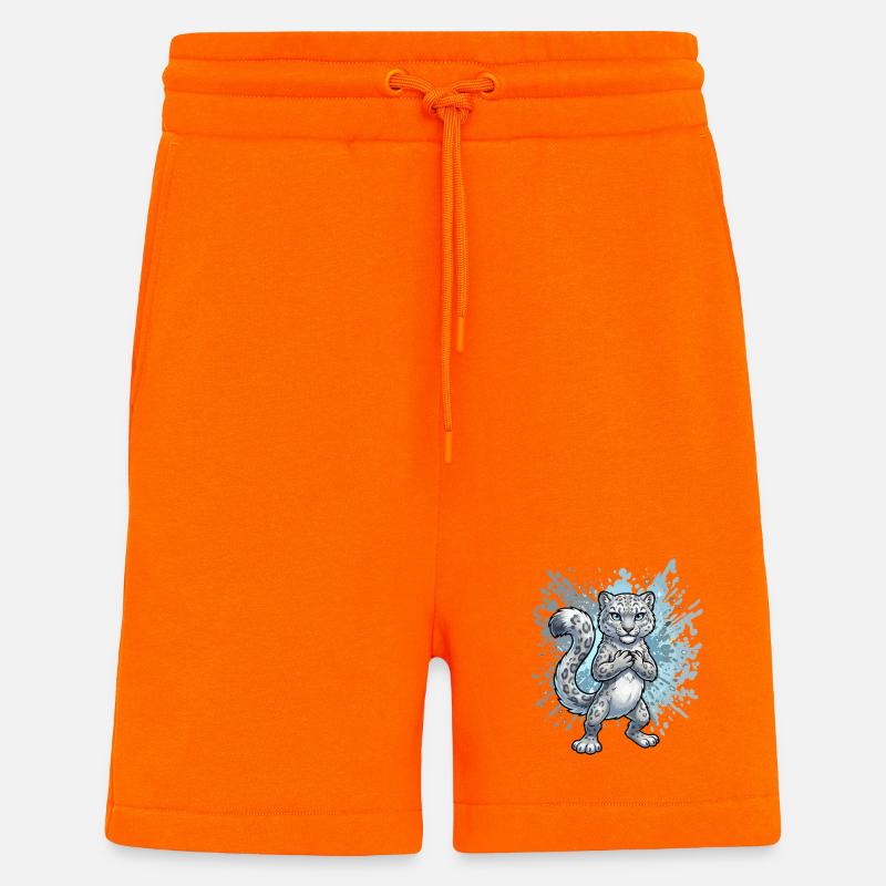 Schneeleopard Jungtier Splash - Shorts - made by SPREAD - SUNSET ORANGE