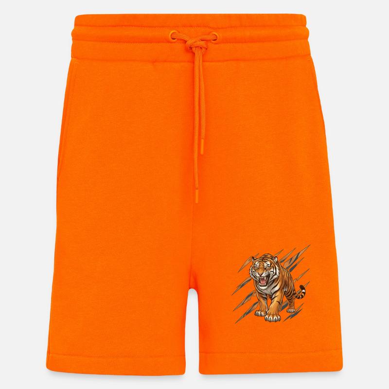Wild tiger in scratch pattern - Shorts - made by SPREAD - SUNSET ORANGE