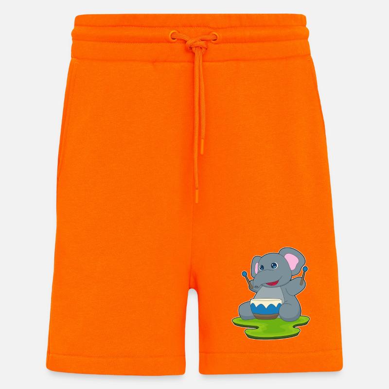 Elephant Musician Drum Music - Shorts - made by SPREAD - SUNSET ORANGE