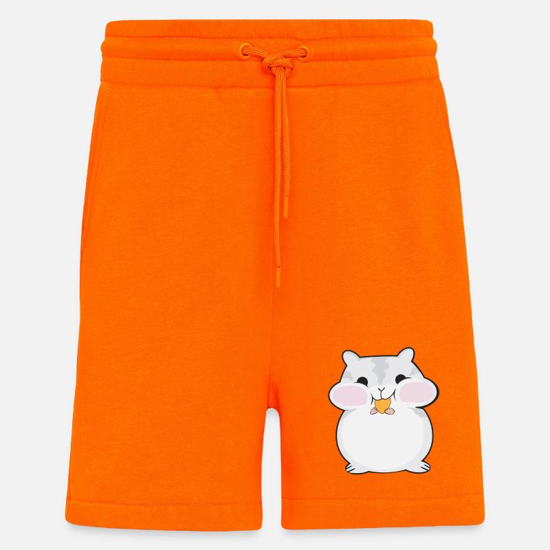 Dessin animé de hamster dodu mignon - Short bio décontracté fabriqué en UE - SUNSET ORANGE