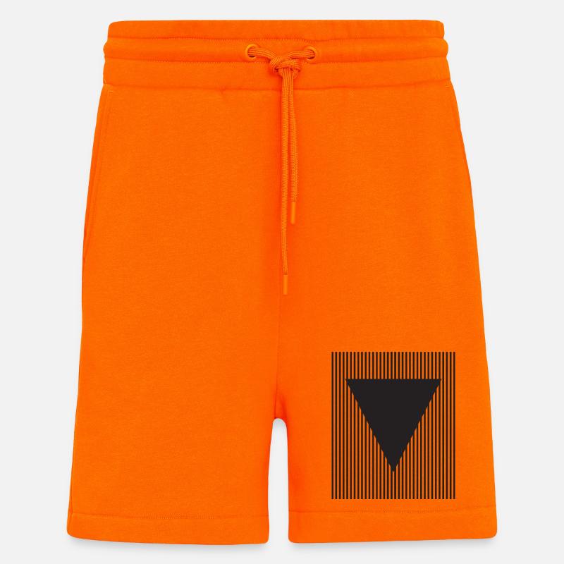 Triangle inversé sur champ rayé - Short bio décontracté fabriqué en UE - SUNSET ORANGE