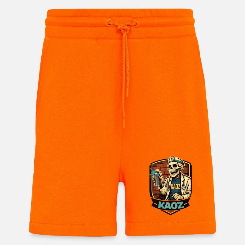 Bouclier Graffiti du Médecin Squelette - Short bio décontracté fabriqué en UE - SUNSET ORANGE