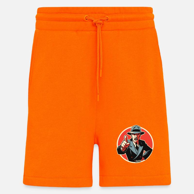 Retro-Noir-Mobster-Typ zeigt auf - Shorts - made by SPREAD - SUNSET ORANGE
