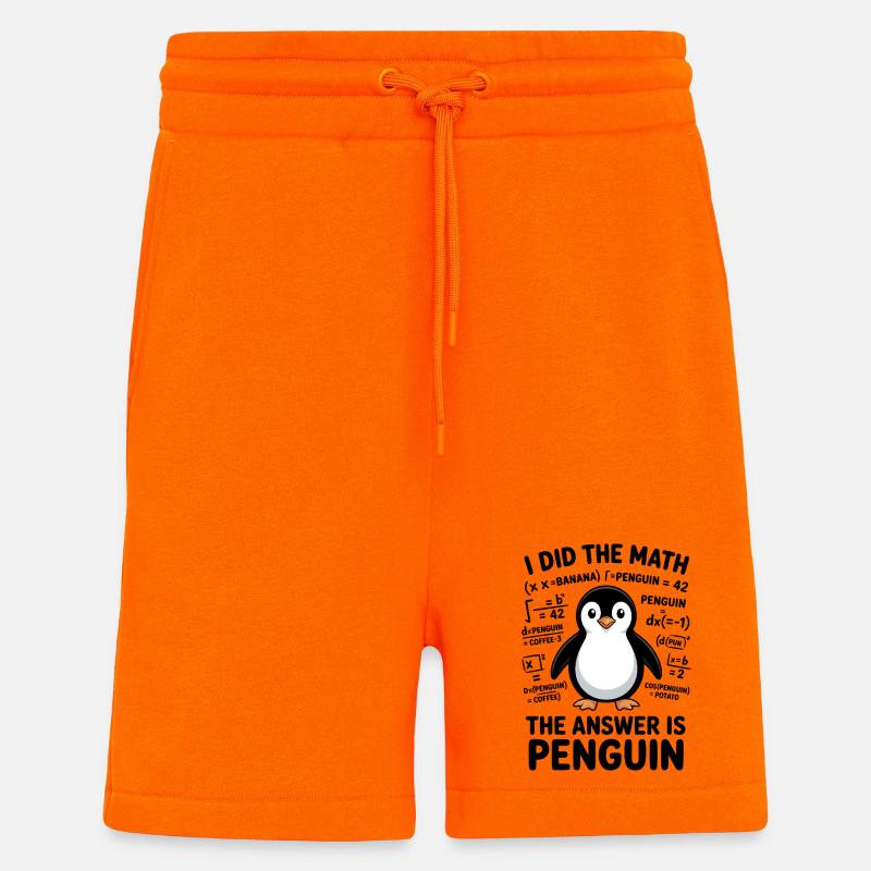 Math Sayings Penguin Funny Math Gift - Shorts - made by SPREAD - SUNSET ORANGE