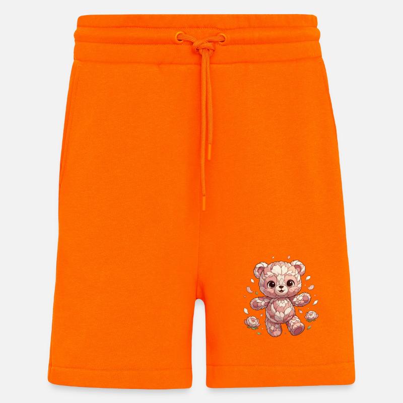 Fleurs Panda Rosy Câlin Créature - Short bio décontracté fabriqué en UE - SUNSET ORANGE