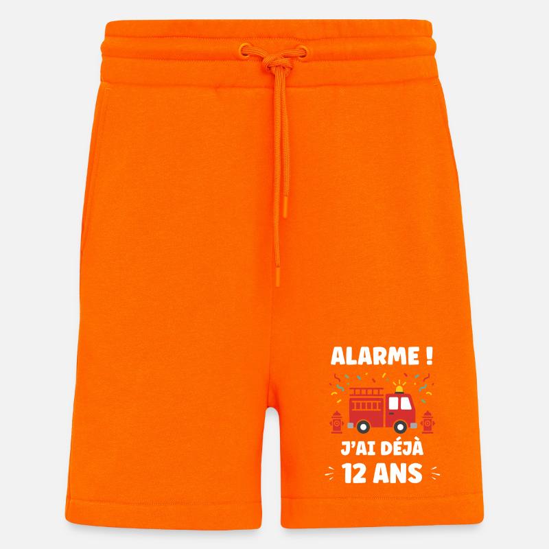 Alarme Pompier Déjà 12 Ans - Short bio décontracté fabriqué en UE - SUNSET ORANGE