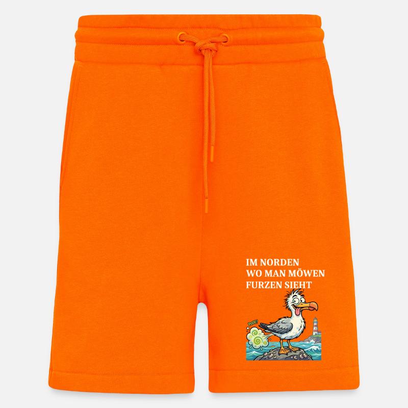 Norddeutscher Humor Spruch Möwe - Shorts - made by SPREAD - SUNSET ORANGE