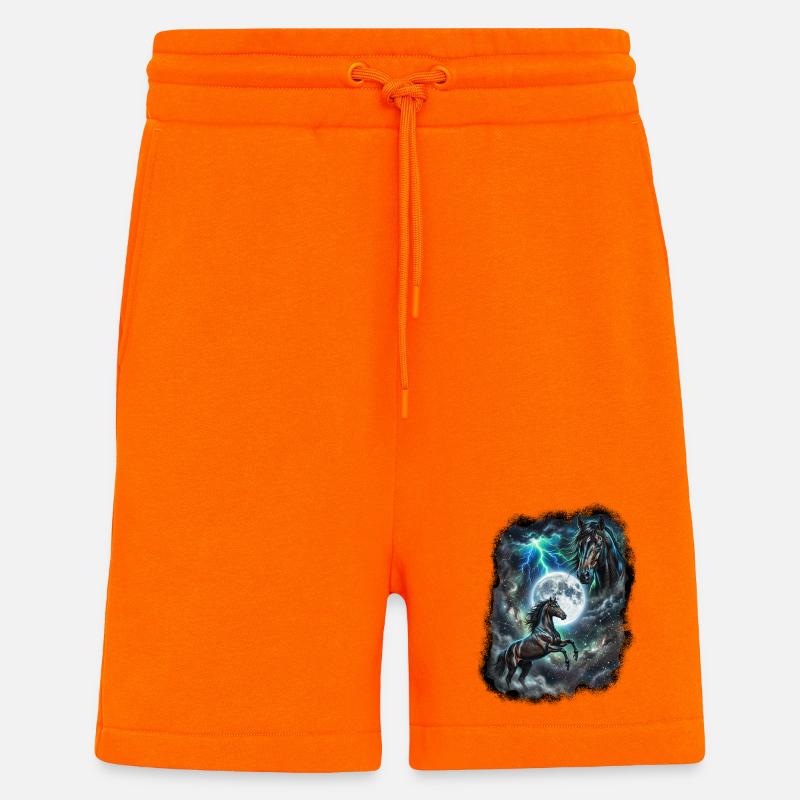 Zwei Wilde Pferde mit Mond Wildlife-Designs - Shorts - made by SPREAD - SUNSET ORANGE