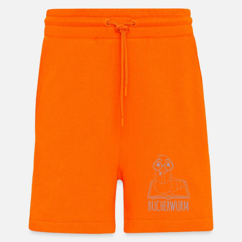Bücherwurm Silhouette Minimalistisch Nerd - Shorts - made by SPREAD - SUNSET ORANGE