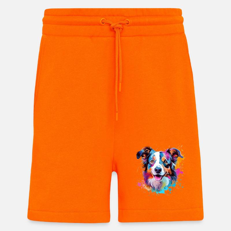 Hund Australian Shepherd Bunte Splash-Kunst - Shorts - made by SPREAD - SUNSET ORANGE