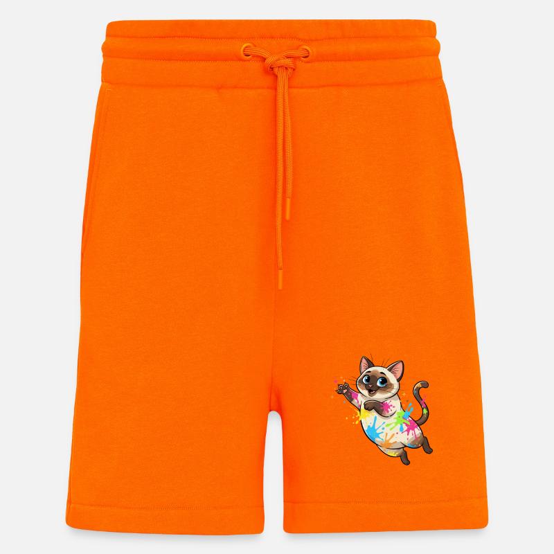 Bunte Farbklecks Katze - Shorts - made by SPREAD - SUNSET ORANGE