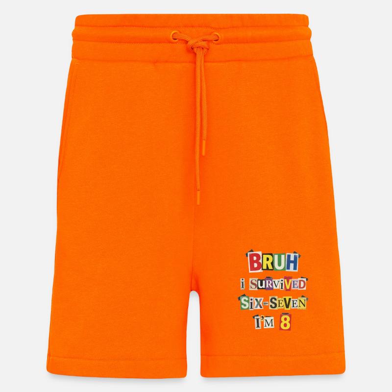 Bruh sopravvive a 8 collage di meme - Pantaloncini ecologici casual Made in UE - SUNSET ORANGE