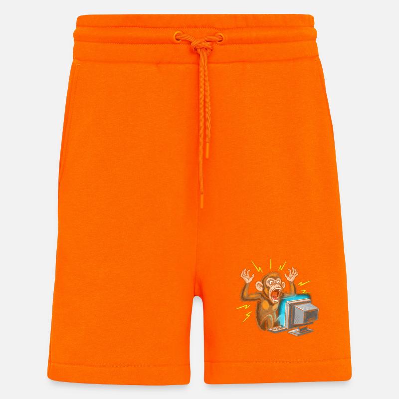 Monkey Computer Outbreak - Shorts - made by SPREAD - SUNSET ORANGE