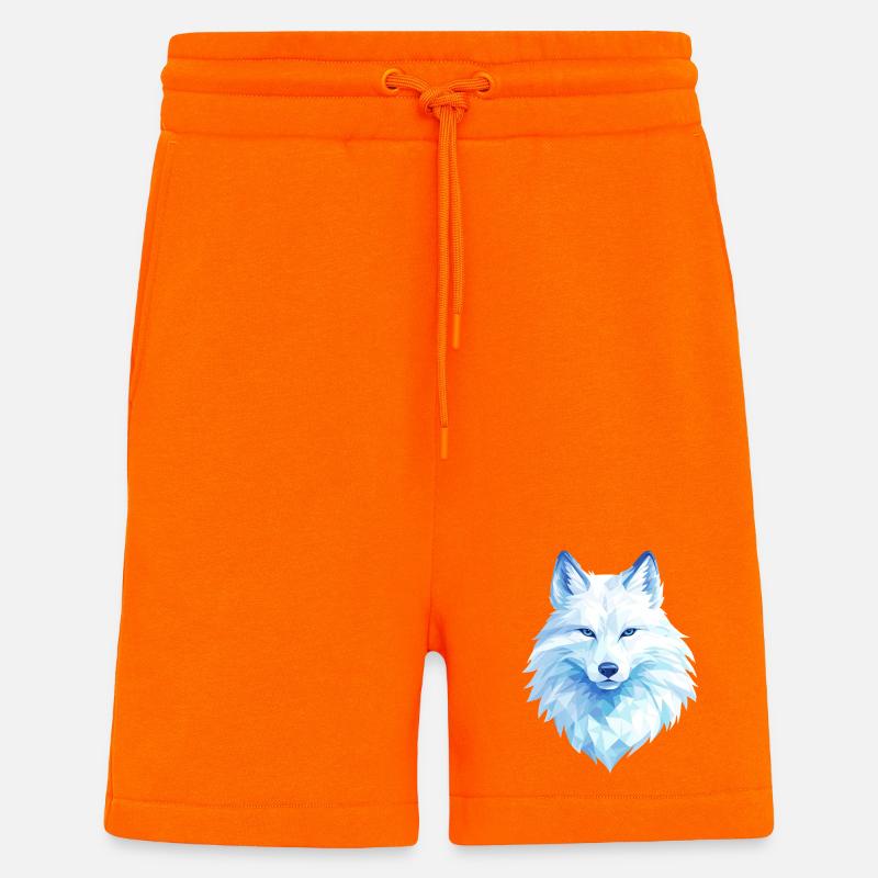 Polygon Wolf Eis Blau– Modern Art - Short bio décontracté fabriqué en UE - SUNSET ORANGE