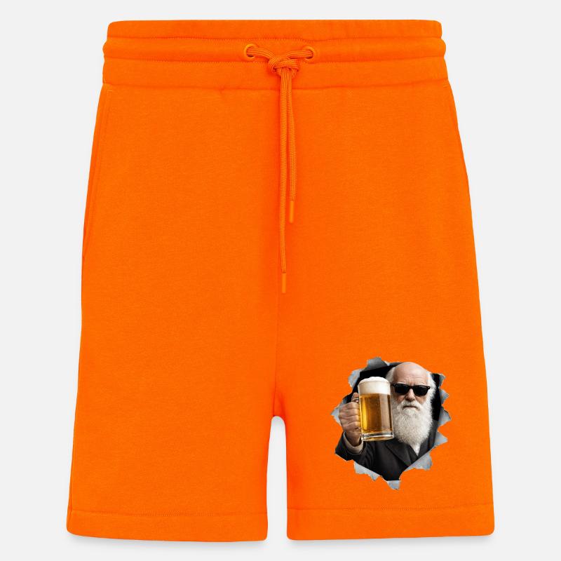 Charles Darwin hält ein Bier - Shorts - made by SPREAD - SUNSET ORANGE