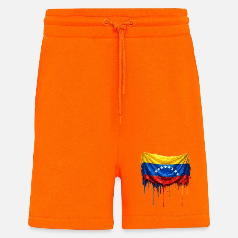 Largage du drapeau du Venezuela - Short bio décontracté fabriqué en UE - SUNSET ORANGE