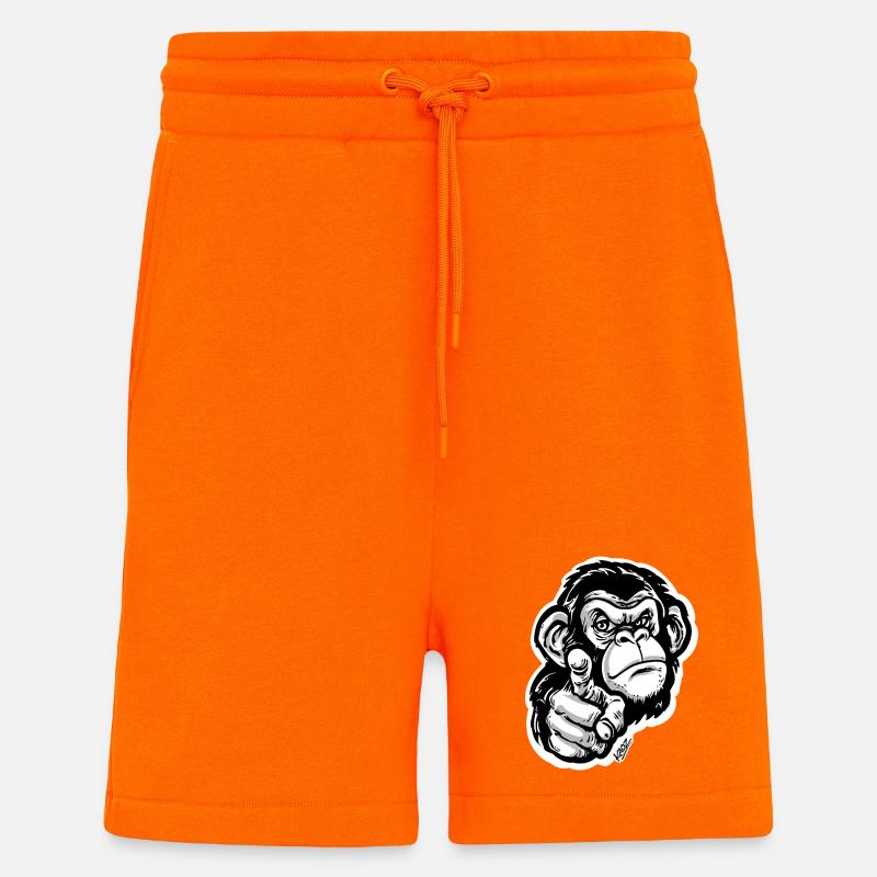 Monochrome Monkey Pointing - Shorts - made by SPREAD - SUNSET ORANGE