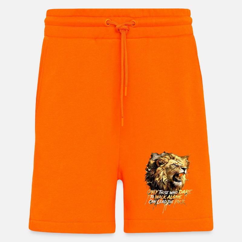 Citation du Lion Oser Marcher Seul - Short bio décontracté fabriqué en UE - SUNSET ORANGE