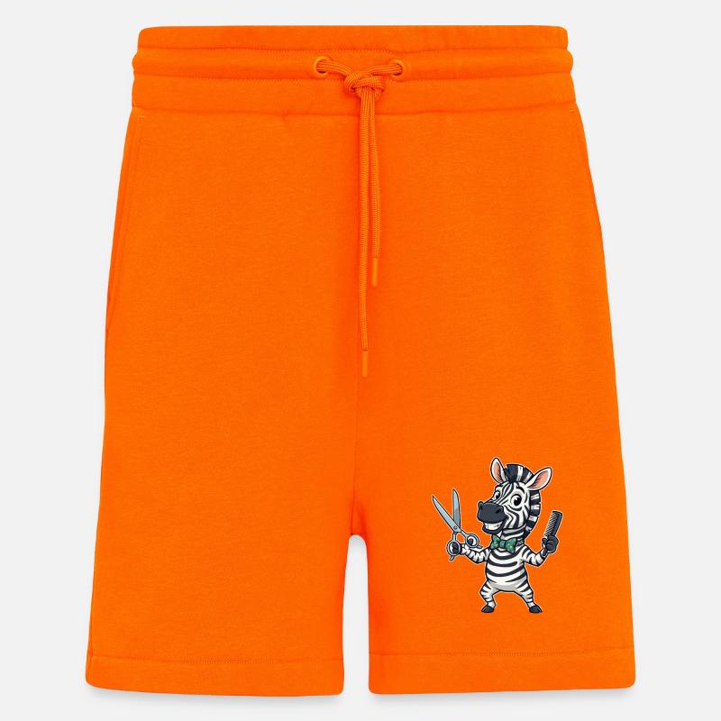 Dessin animé du coiffeur zèbre - Short bio décontracté fabriqué en UE - SUNSET ORANGE