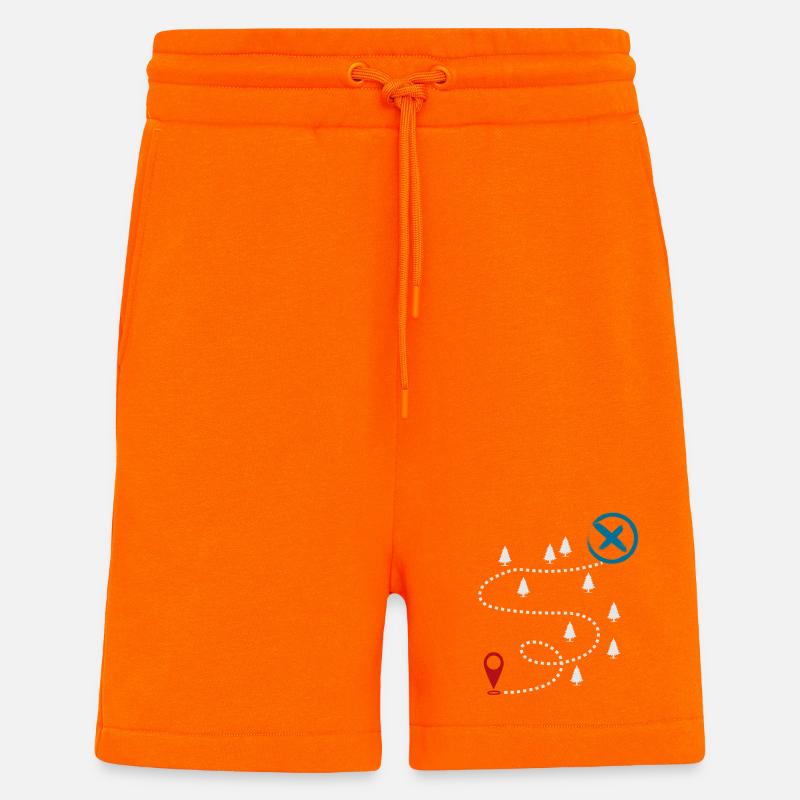 Carte d’aventure graphique de géocaching - Short bio décontracté fabriqué en UE - SUNSET ORANGE