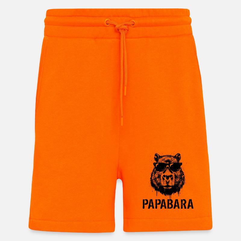 Fête des pères Papabara - Capybara - Short bio décontracté fabriqué en UE - SUNSET ORANGE