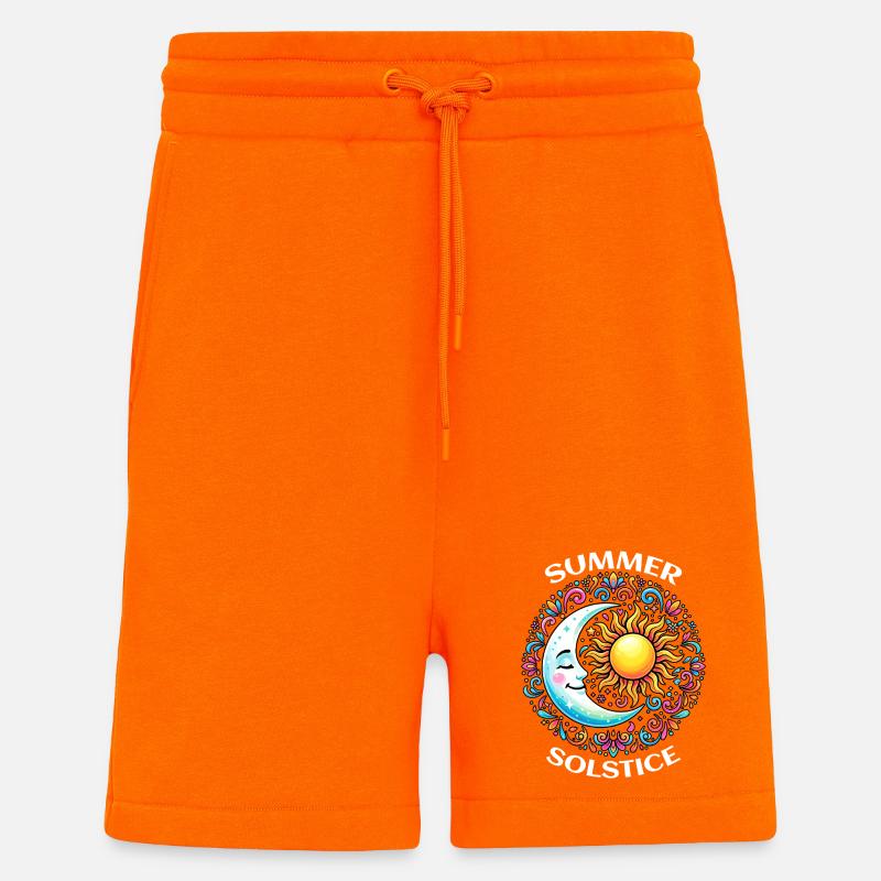 Litha Pagan Solstice d’été Midsommar - Short bio décontracté fabriqué en UE - SUNSET ORANGE