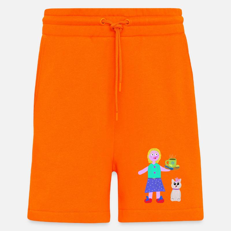 Fröhliche Mädchen Kaffee Praline Katze - Shorts - made by SPREAD - SUNSET ORANGE