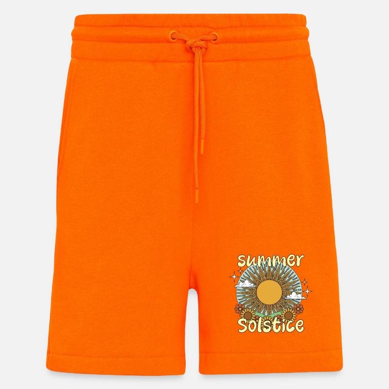 Litha Pagan Solstice d’été Midsommar - Short bio décontracté fabriqué en UE - SUNSET ORANGE