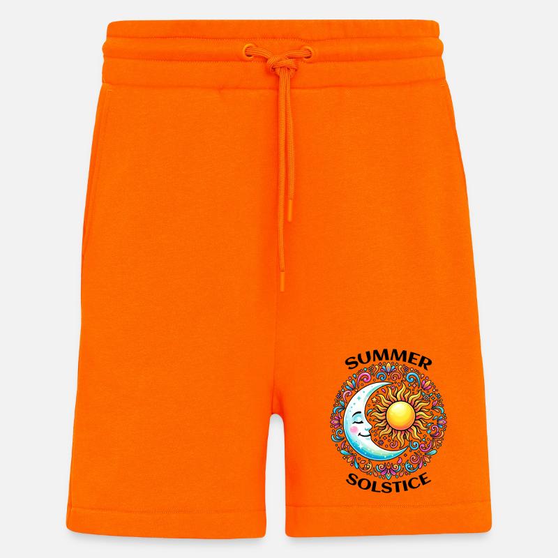 Litha Pagan Solstice d’été Midsommar - Short bio décontracté fabriqué en UE - SUNSET ORANGE