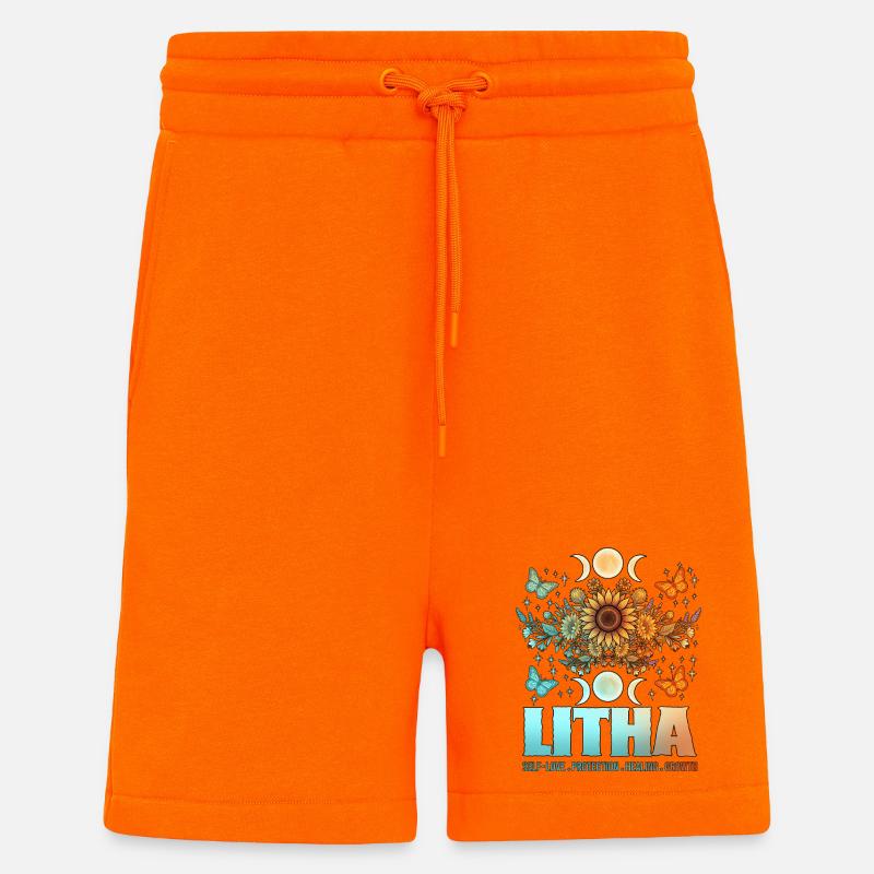 Litha Pagan Solstice d’été Midsommar - Short bio décontracté fabriqué en UE - SUNSET ORANGE