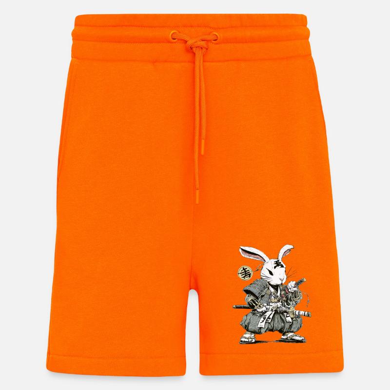Rabbit Samurai Warrior with Katana - Shorts - made by SPREAD - SUNSET ORANGE