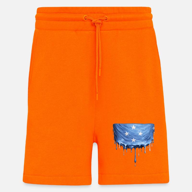 Drapeau dégoulinant de Micronésie - Short bio décontracté fabriqué en UE - SUNSET ORANGE