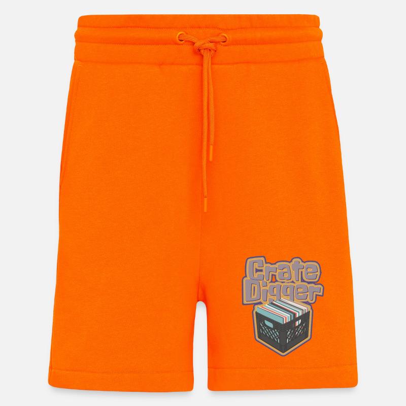 Collectionneur de disques vinyles Crate Digger - Short bio décontracté fabriqué en UE - SUNSET ORANGE