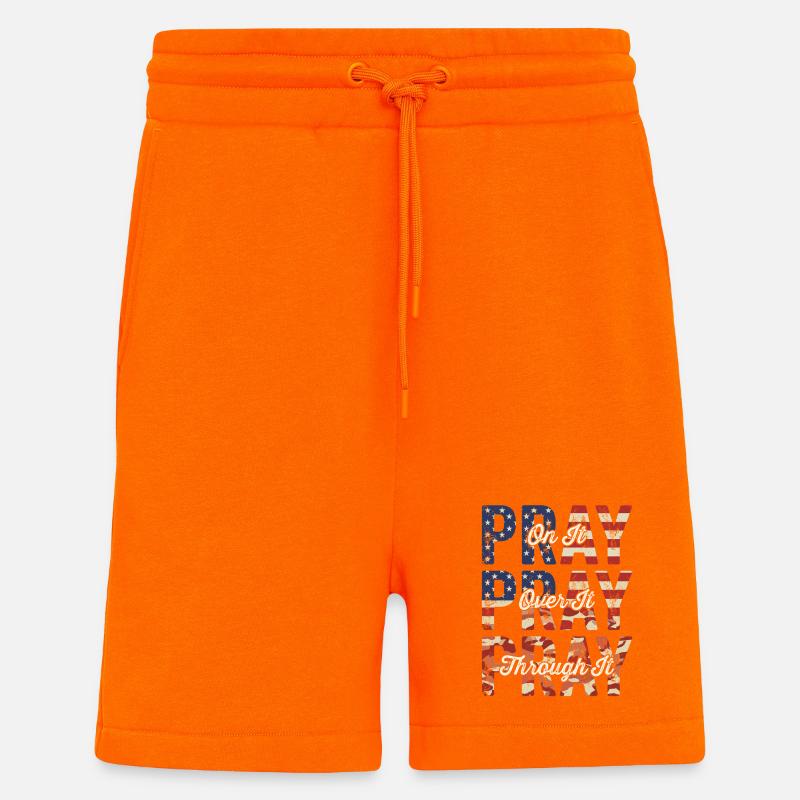 Pray On It Over It Through It – Flag Pattern - Shorts - made by SPREAD - SUNSET ORANGE