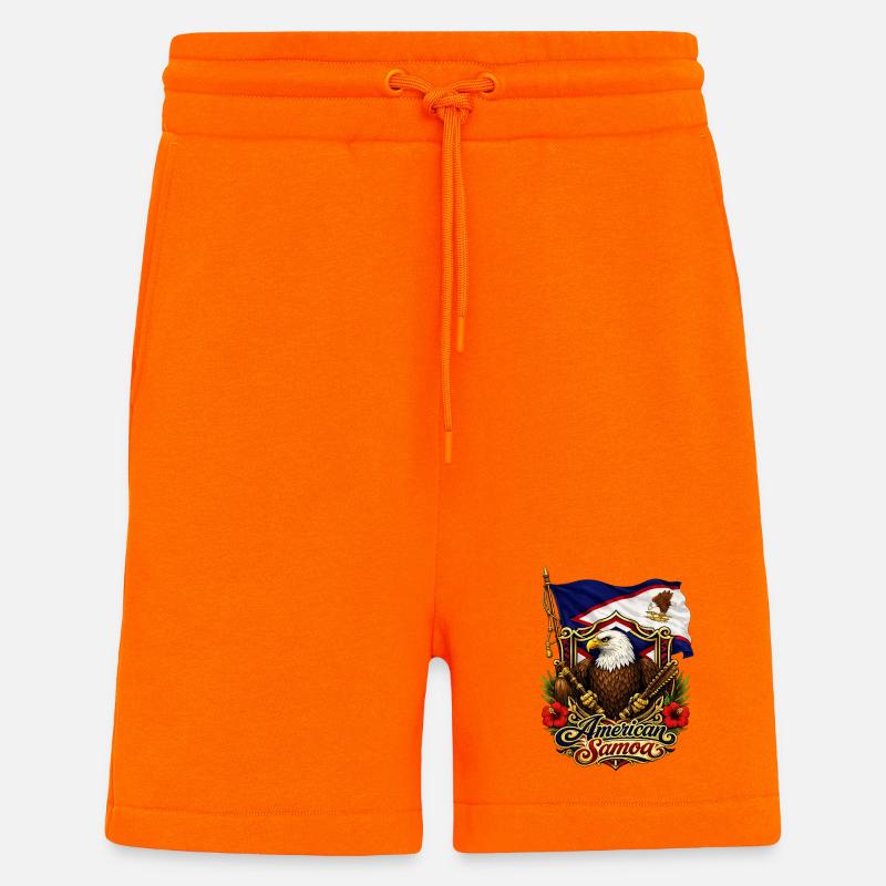 Drapeau de l’aigle des Samoa américaines - Short bio décontracté fabriqué en UE - SUNSET ORANGE