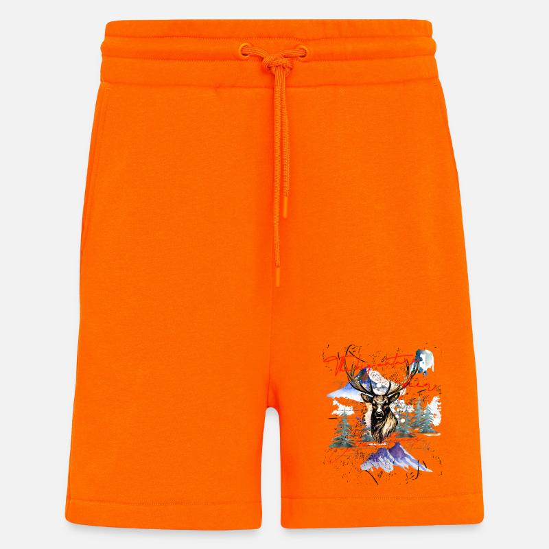 Hirsch Geweih Berg Wald - Shorts - made by SPREAD - SUNSET ORANGE